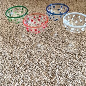 NWT Colorful Polka Dot Glasses Set Anthropologie plastic, non breakable